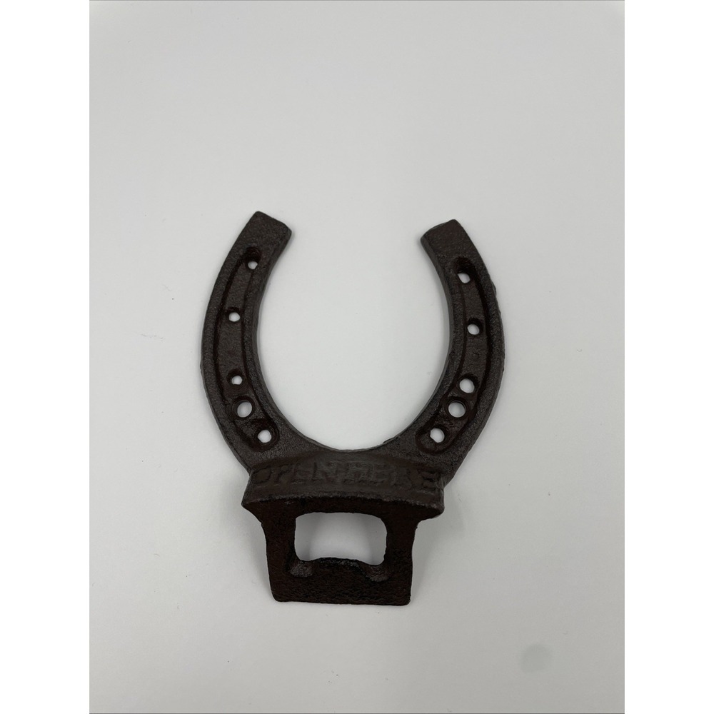 Cast Iron HORSESHOE Bottle Opener Wall Mount Cabin Barware Beer Western Decor